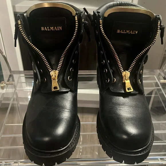 Balmain | Shoes | Balmain Black Leather Boots Taiga Moto Ranger